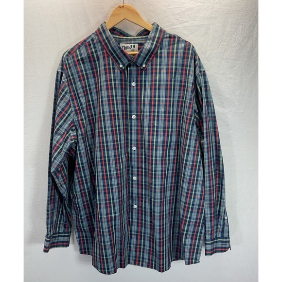 Duluth Pack Other - Duluth Trading Shirt Mens 2XL Blue Plaid cotton Workwear Poplin long sleeve